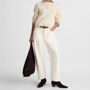 Madewell women’s Darted Barrel Leg Jeans in cream size 27